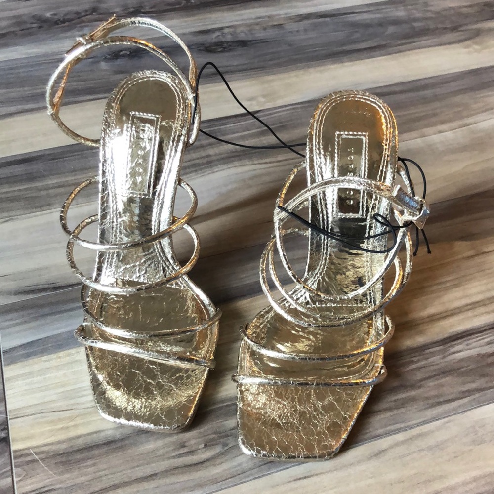 Topshop gold heels